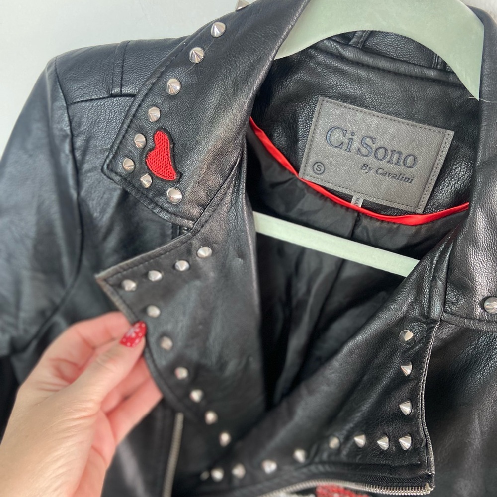 Ci Sono Black Embroidered Leather Jacket - Picture 8 of 10